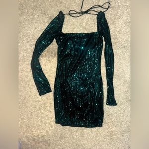 Lucy in the sky green sequin mini dress